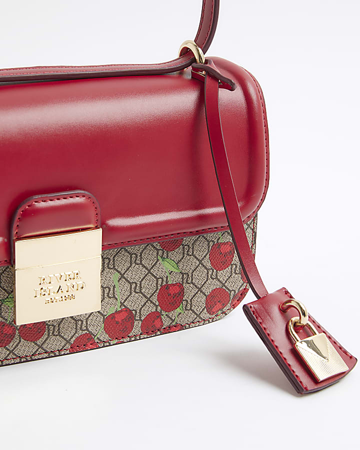 Red lock Front Cherry Satchel Bag