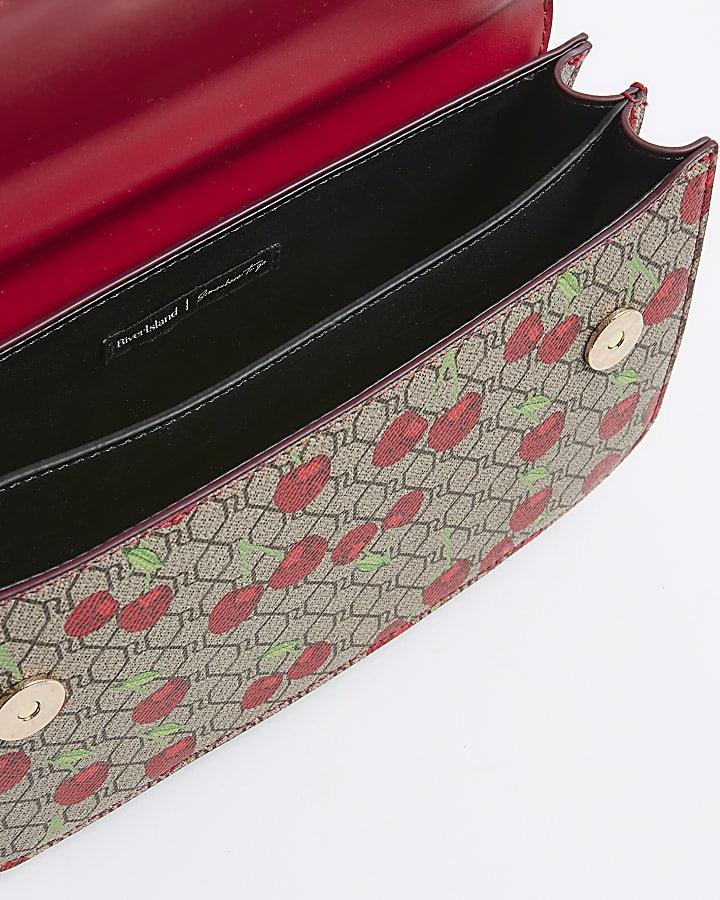 Red lock Front Cherry Satchel Bag
