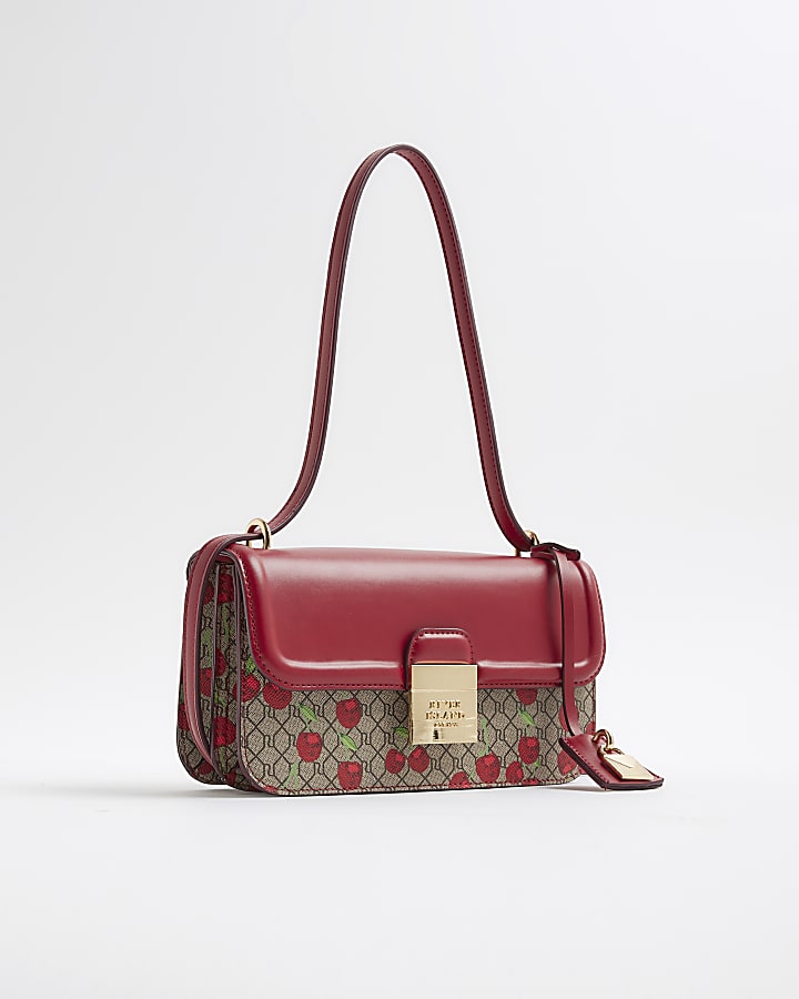 Red lock Front Cherry Satchel Bag