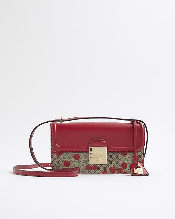 Red lock Front Cherry Satchel Bag