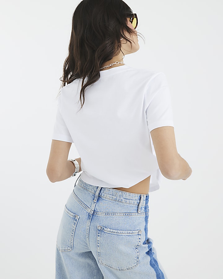White Short Sleeve V Neck T-shirt