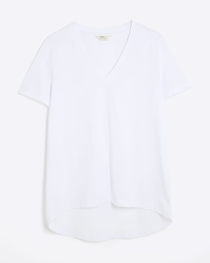 White Short Sleeve V Neck T-shirt