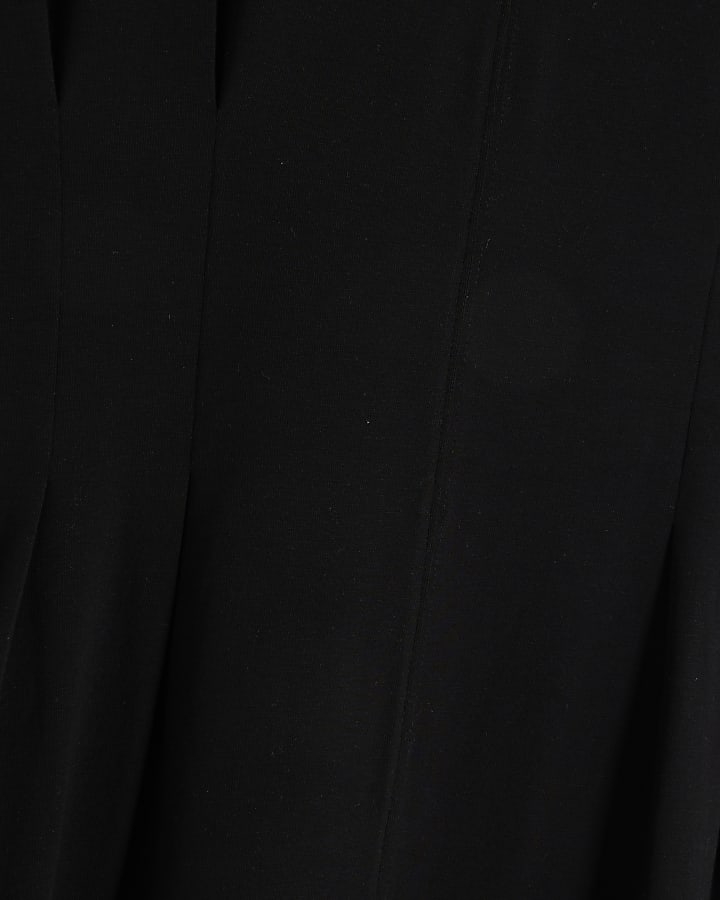 Black Grown On Sleeve Seamed Midi Dress