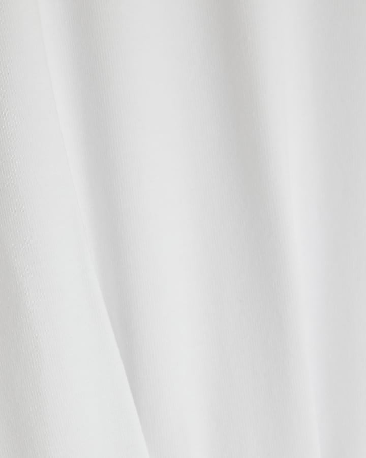 White Grown On Sleeve Seamed Midi Dress