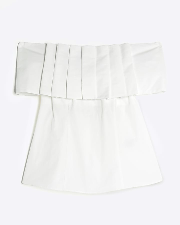 White Bow Bardot Top