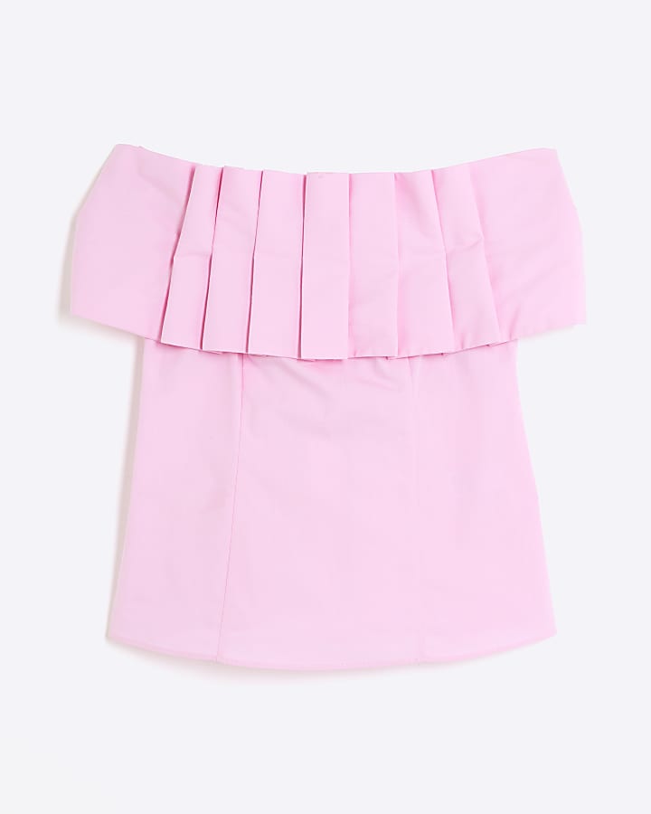 Pink Bow Bardot Top