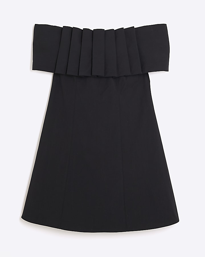 Black Premium Bow Mini Bardot Dress