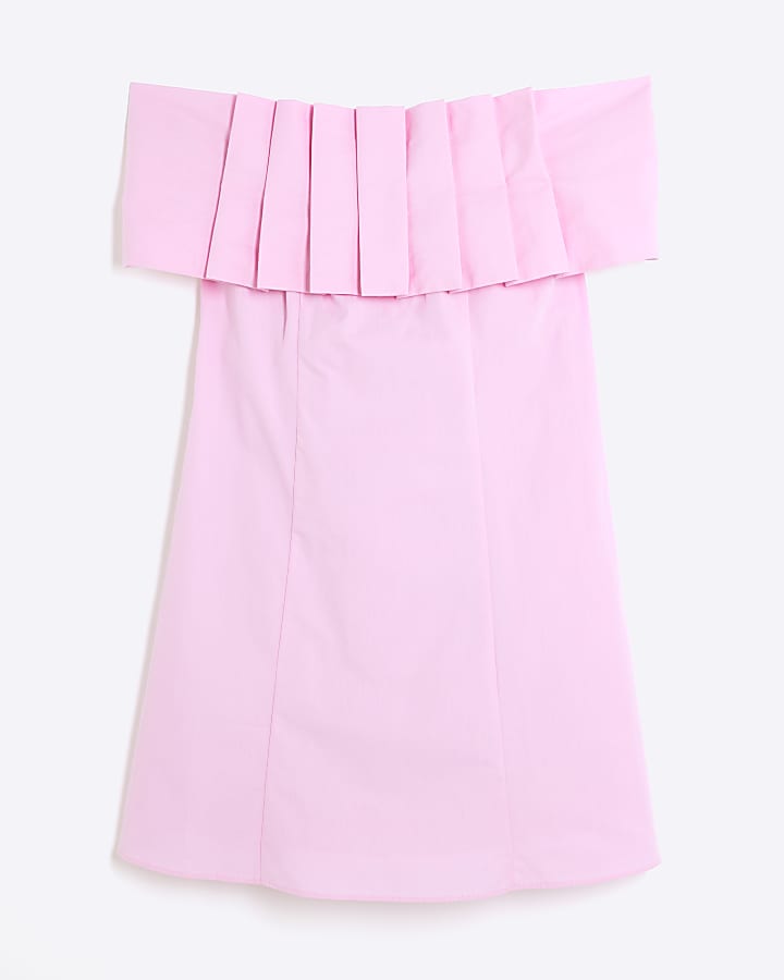 Pink Premium Bow Mini Bardot Dress
