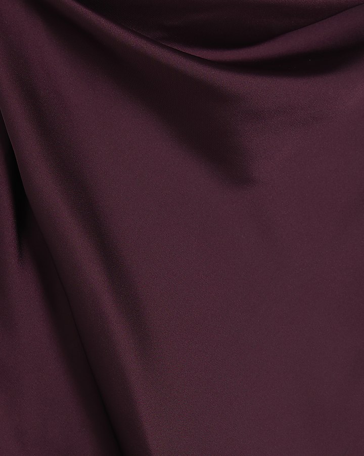 Purple Satin Sleeveless Twist Top