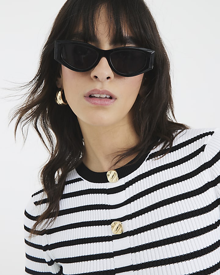 Cream Striped Short Sleeve Belted Cardigan