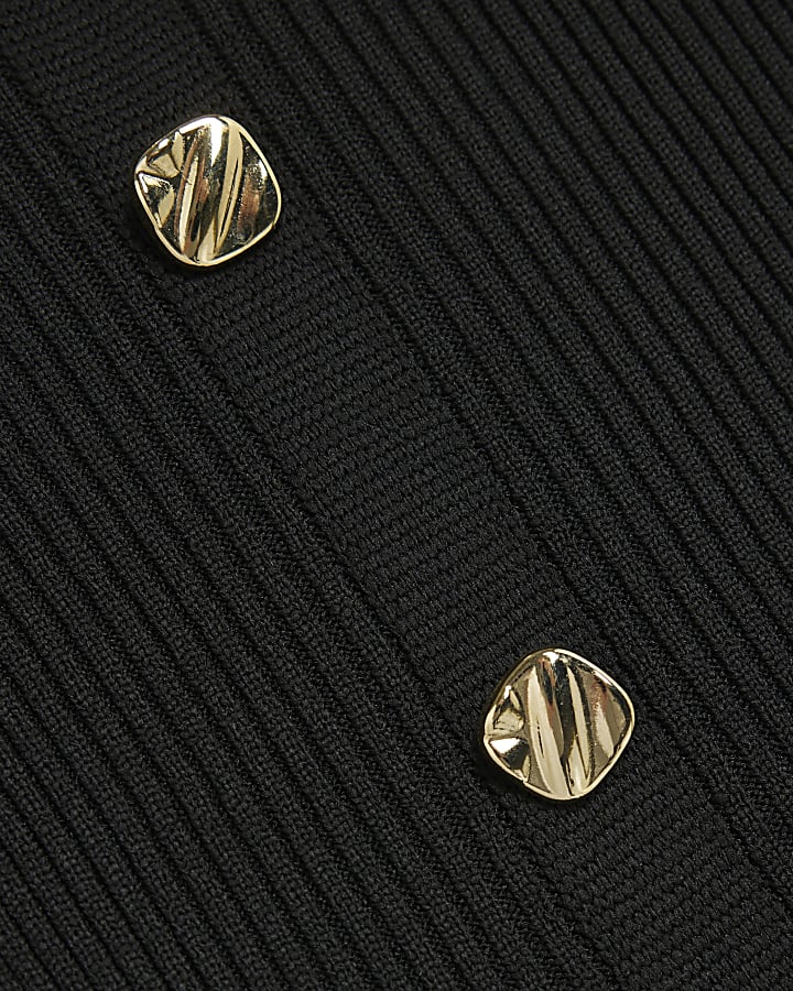 Black Short Sleeve Belted Cardigan