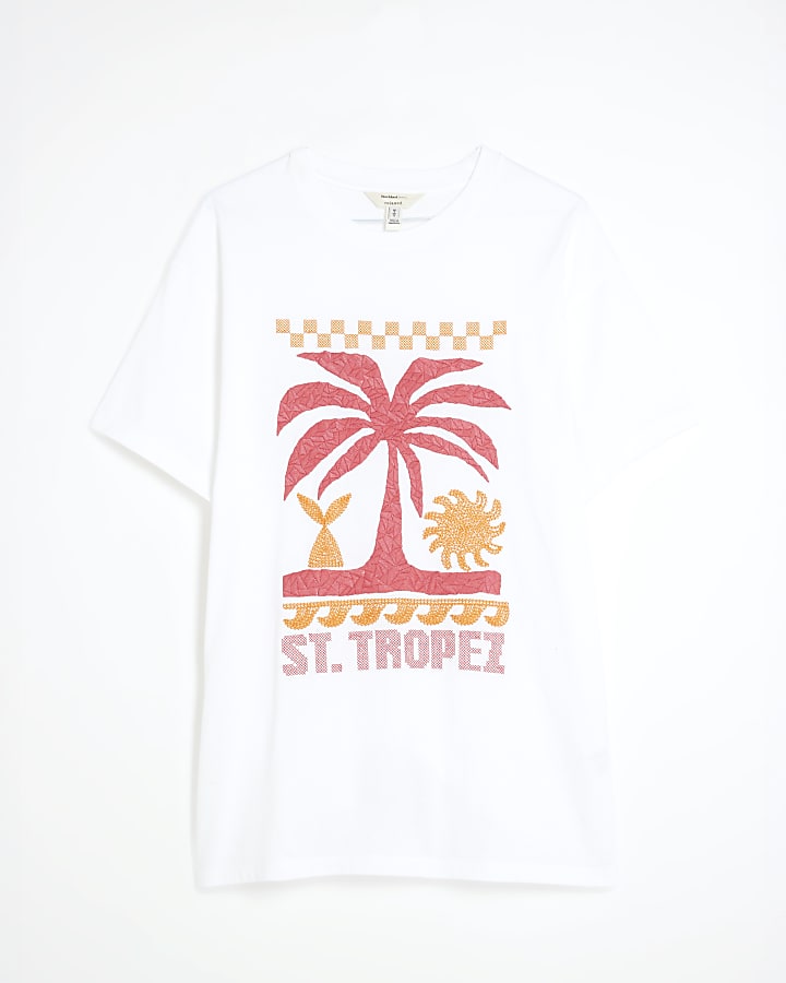 White St Tropez Embroidered T-Shirt
