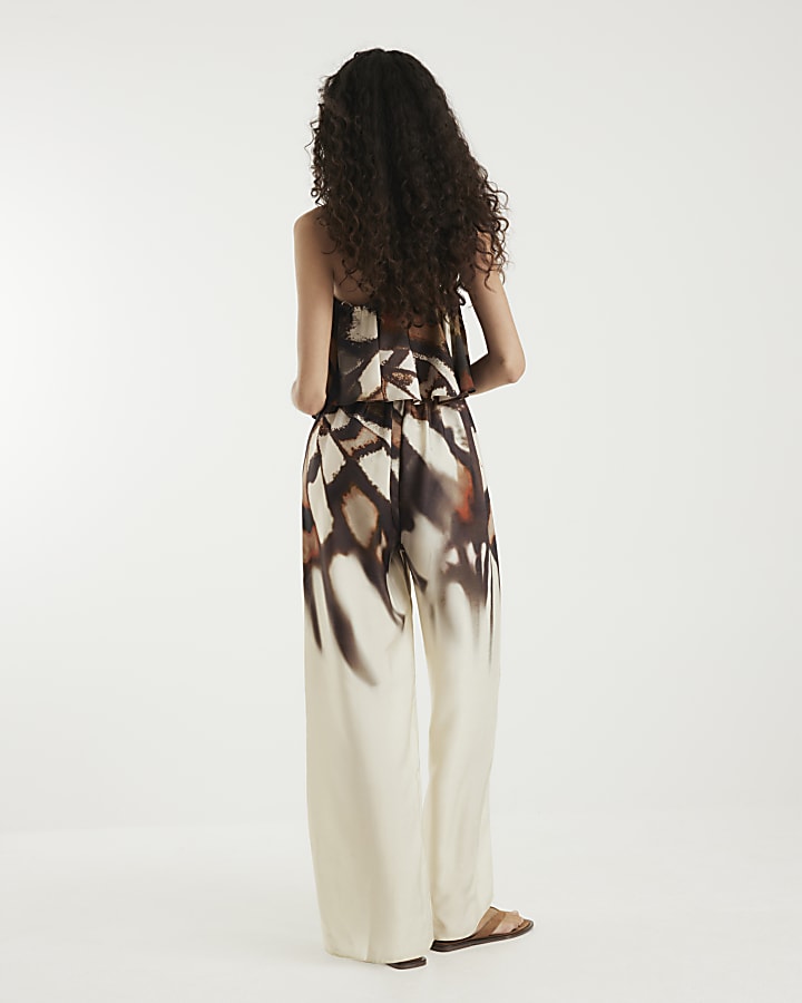 Cream Butterfly Printed Jumpsuit