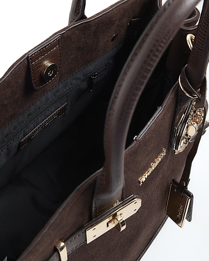 Brown Faux Suede Tote bag