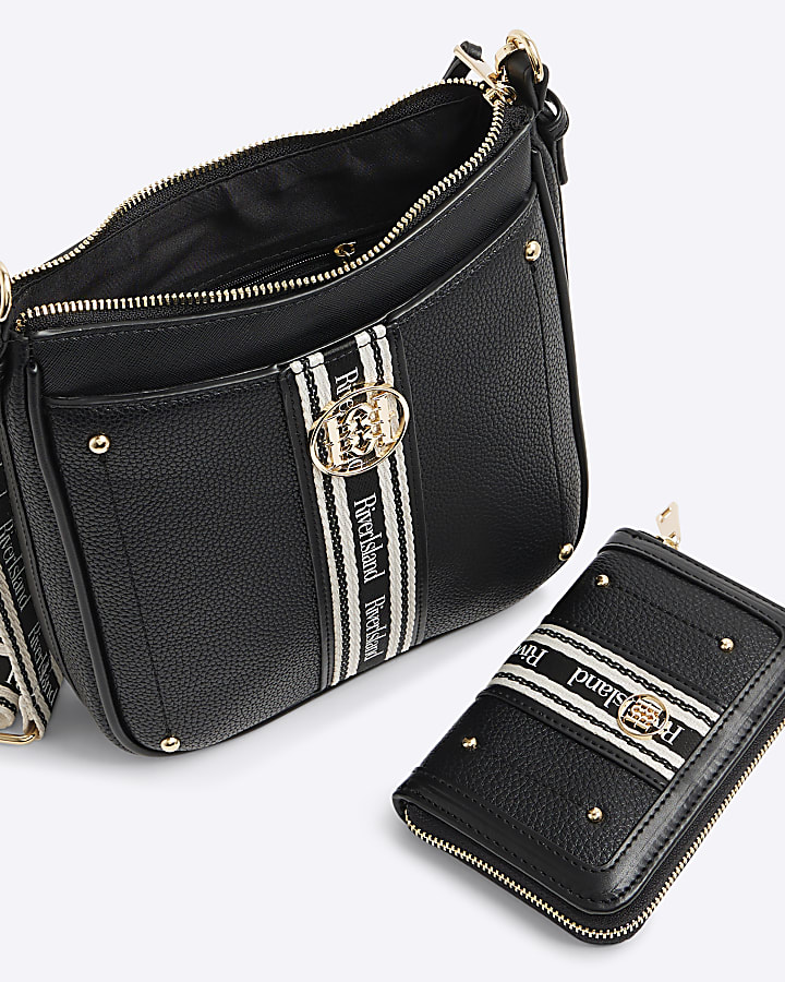 Black Branded Messenger Bag And Purse Bundle