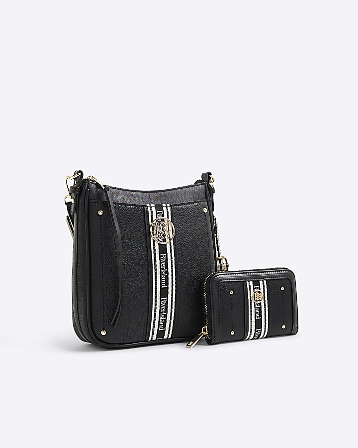 Black Branded Messenger Bag And Purse Bundle