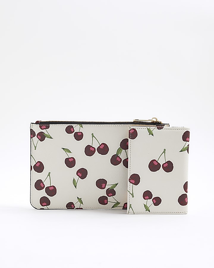 Cream Cherry Monogram Travel Bundle Bag