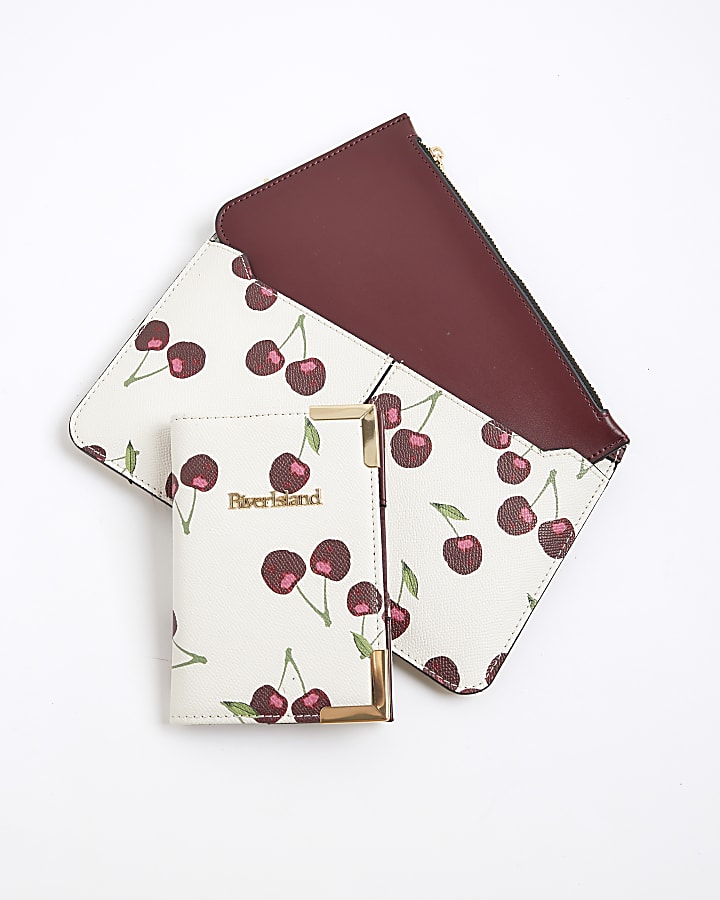 Cream Cherry Monogram Travel Bundle Bag