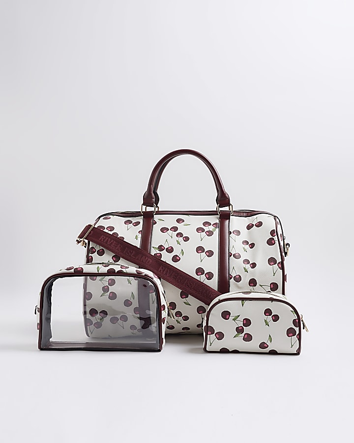 Cream Cherry Monogram Barrel Bundle Bags