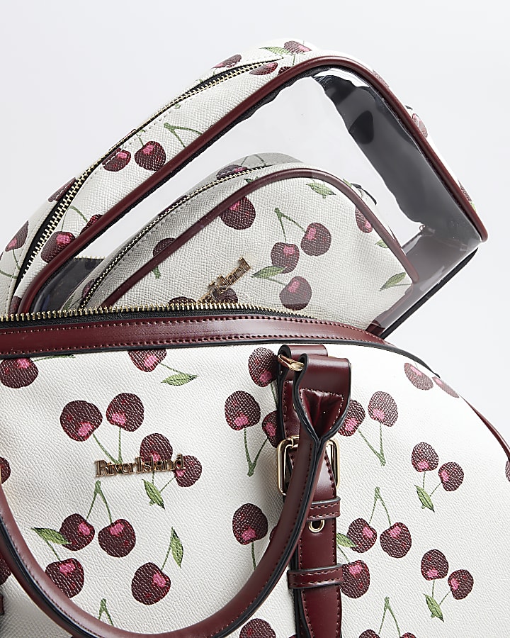 Cream Cherry Monogram Barrel Bundle Bags