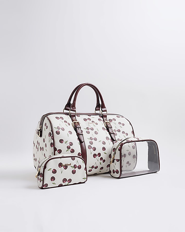 Cream Cherry Monogram Barrel Bundle Bags
