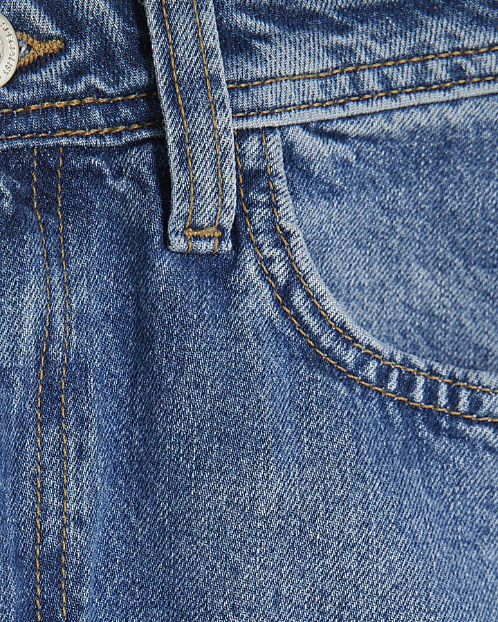 Blue Seamed Barrel Leg Jeans