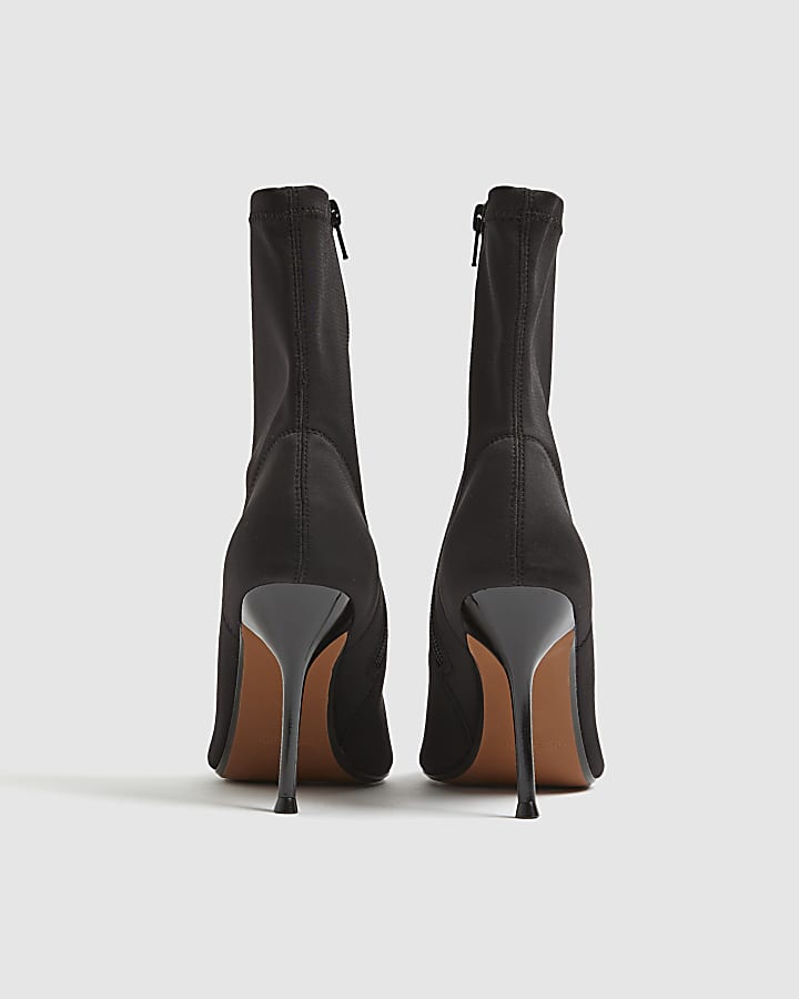 Black Heeled Sock Ankle Boots