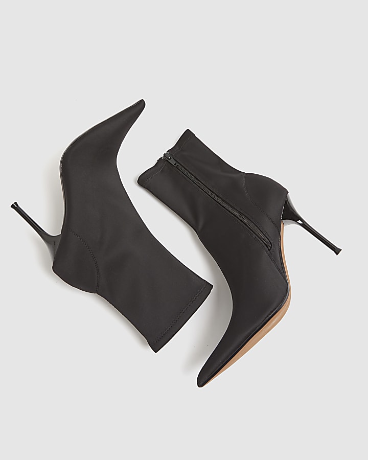 Black Heeled Sock Ankle Boots