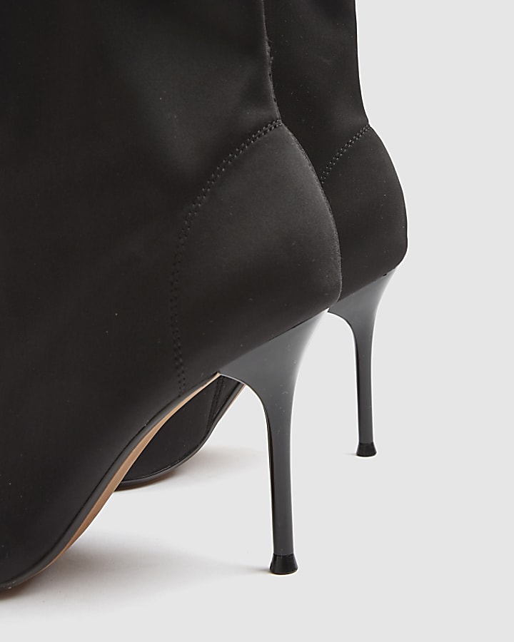 Black Heeled Sock Ankle Boots