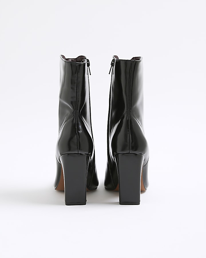 Black Lace Up Heeled Boots