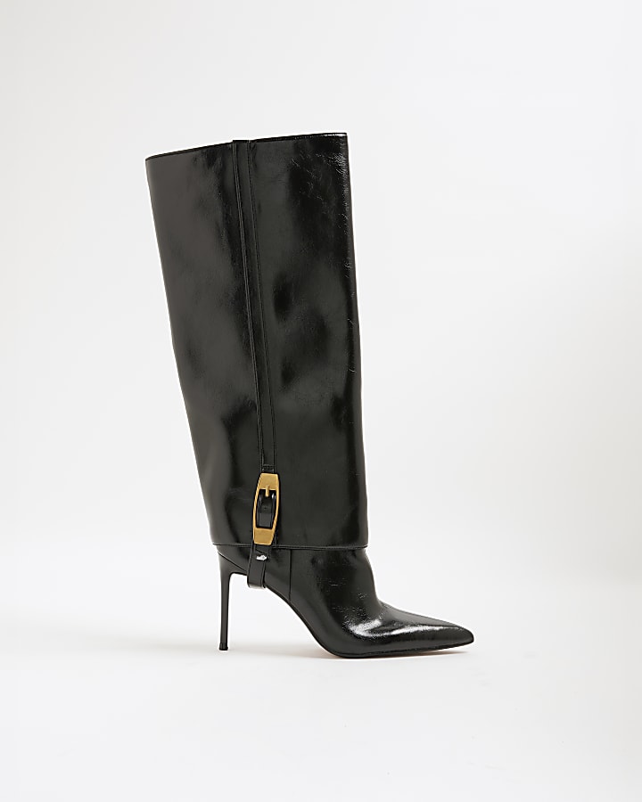 Black 2 In 1 High Leg Heeled Boots