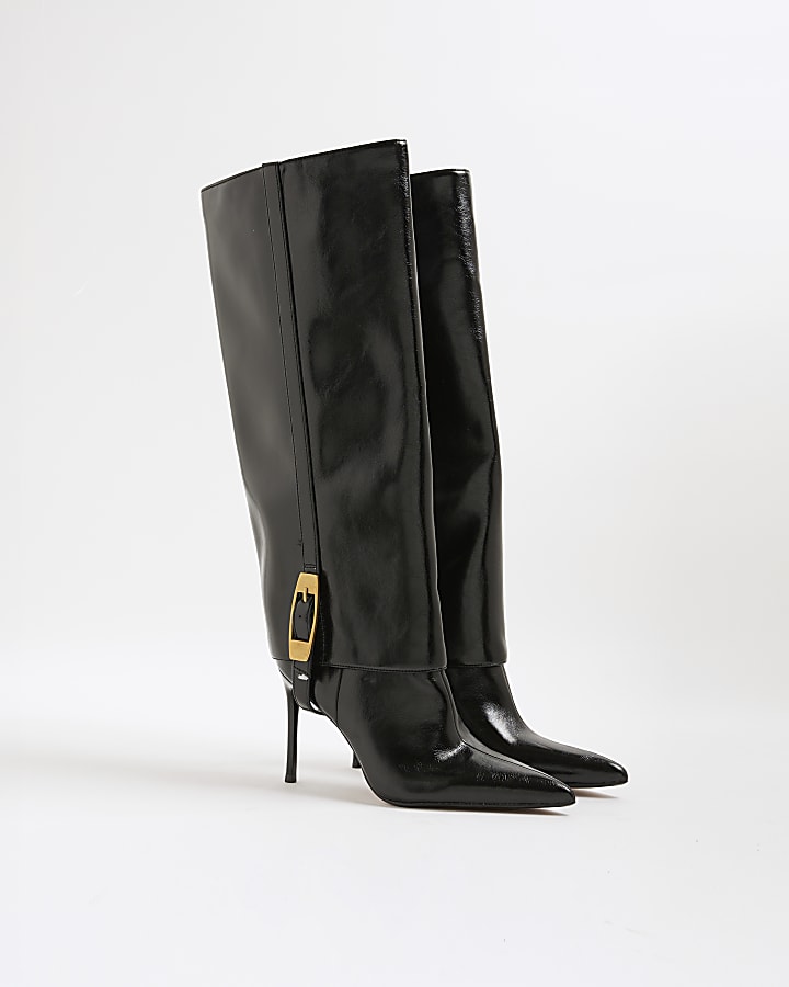 Black 2 In 1 High Leg Heeled Boots