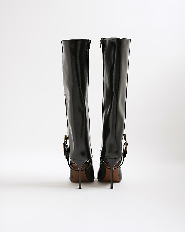 Black 2 In 1 High Leg Heeled Boots