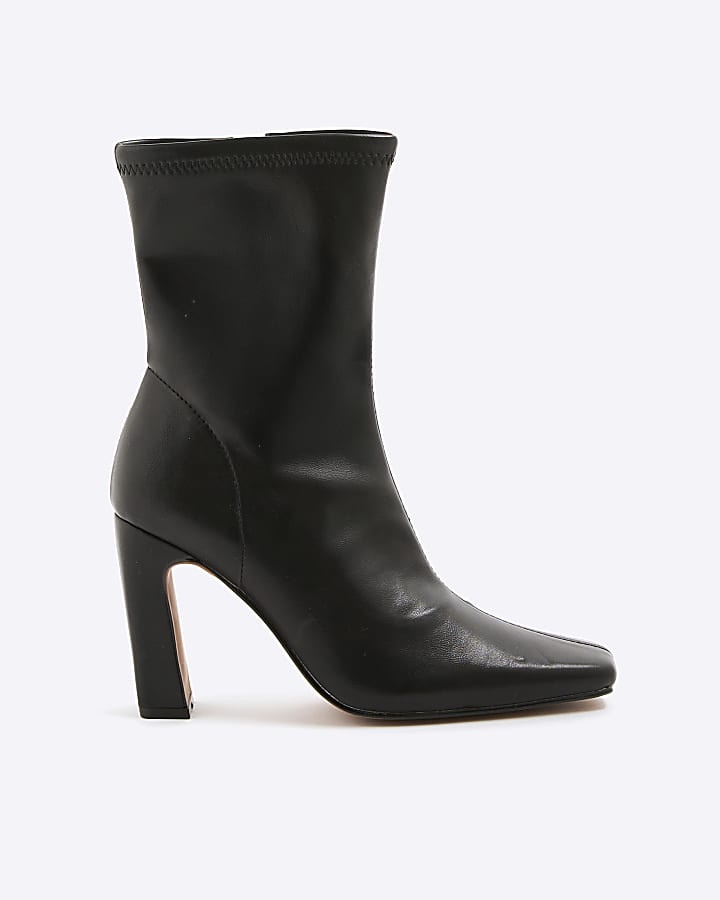 Black Wide Fit Square Toe Ankle Boots
