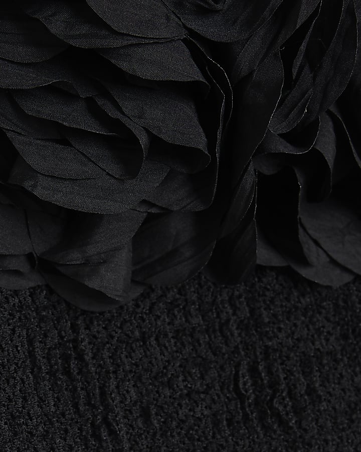 Black Corsage Halter Neck Mini Dress