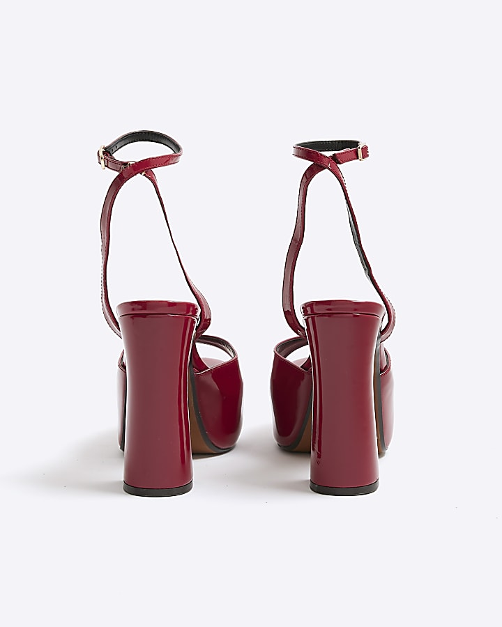 Red Patent Platform Heeled Sandals