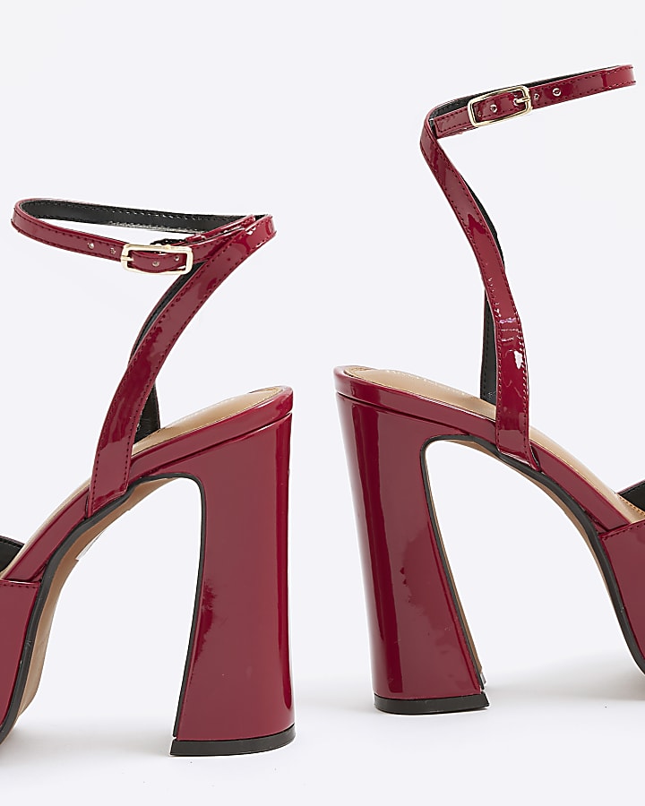 Red Patent Platform Heeled Sandals