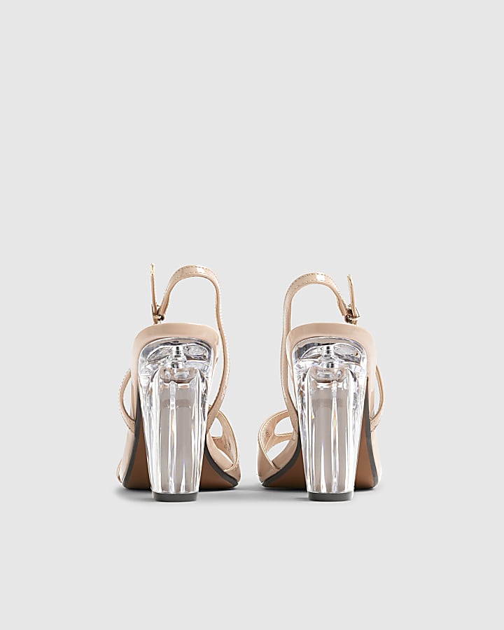 Pink Perspex Block Heeled Sandals