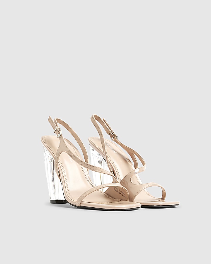 Pink Perspex Block Heeled Sandals