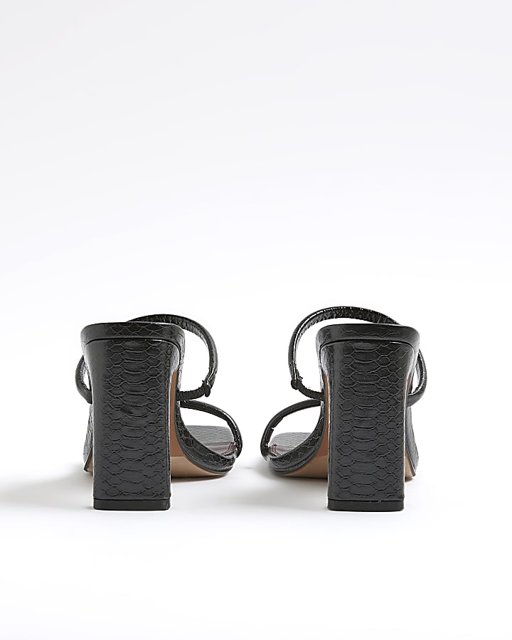 Black Wide Fit Double Strap Mule Sandals