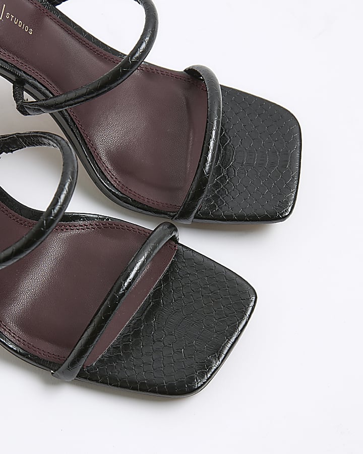 Black Wide Fit Double Strap Mule Sandals