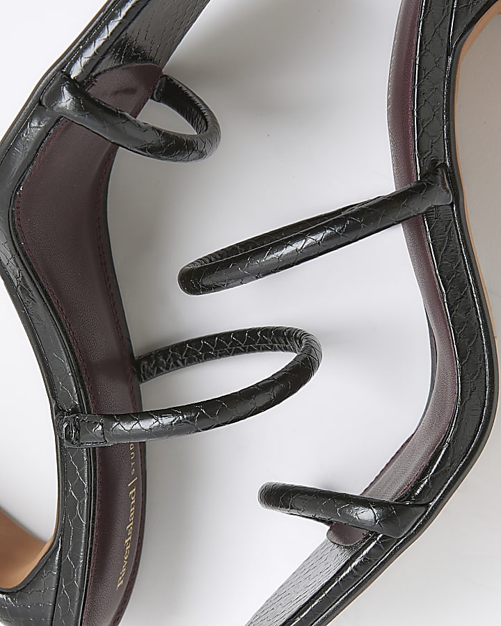 Black Wide Fit Double Strap Mule Sandals