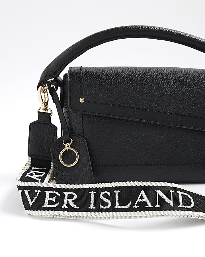 Black Asymmetric Flap Cross Body Bag