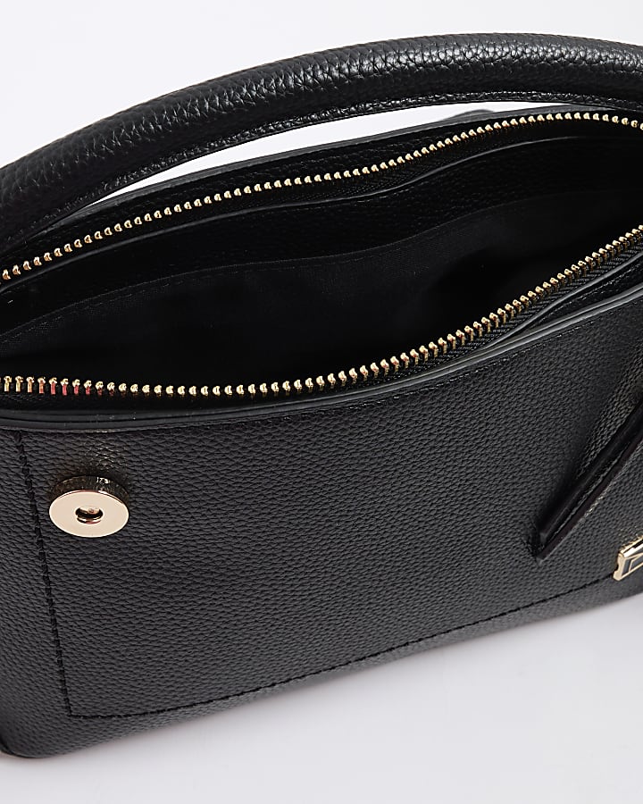 Black Asymmetric Flap Cross Body Bag