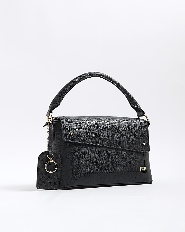 Black Asymmetric Flap Cross Body Bag