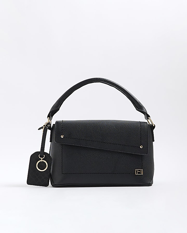Black Asymmetric Flap Cross Body Bag