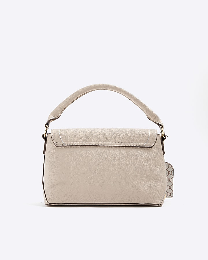 Beige Asymmetric Flap Cross Body Bag