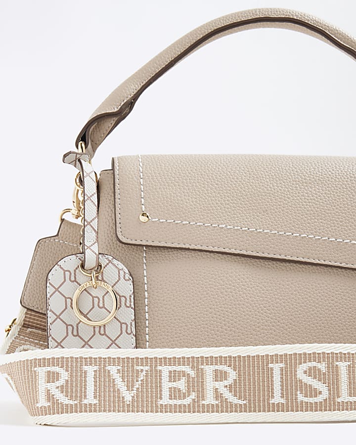Beige Asymmetric Flap Cross Body Bag
