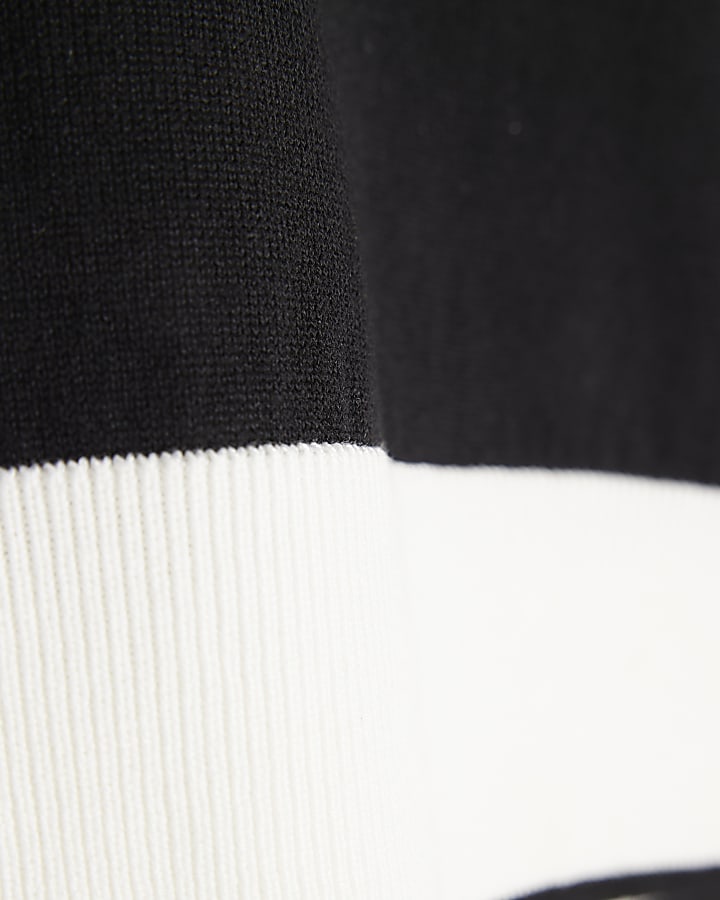 Black Knitted Button Detail T-shirt