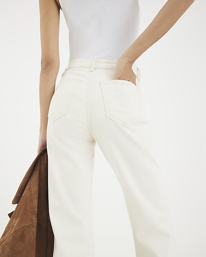 Cream High Rise Relaxed Flared Jeans